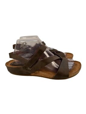 Eurosoft Gianetta Brown Leather Comfort Sandals Adjustable Strappy Womens 9.5